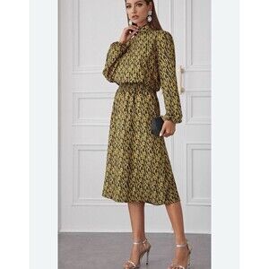 ZARA Dress Silky Light Long Woman M Waist Midi Skirt Scarf Bow @M2